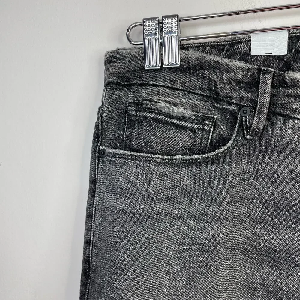 Good American Good Classic Low Waist Fray Black Gray Ankle Jeans womens 20 new - Picture 4 of 16